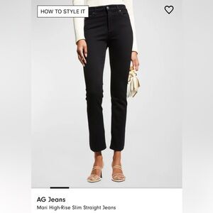 Ag Adriano Goldschmied Mari Black high rise Straight Jeans